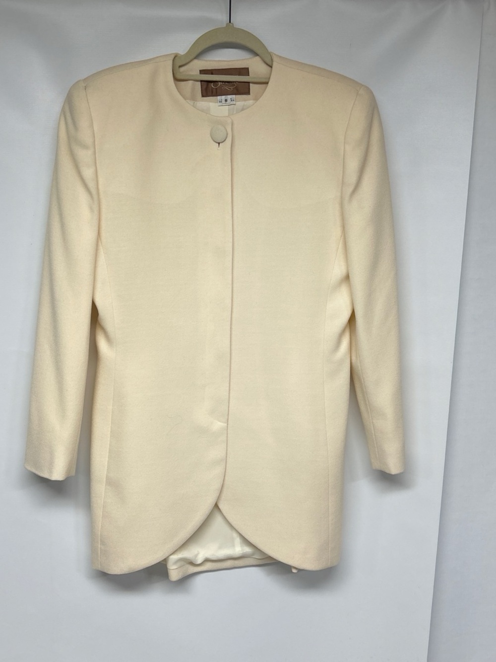 Classic Cream Collarless Single-Button Blazer